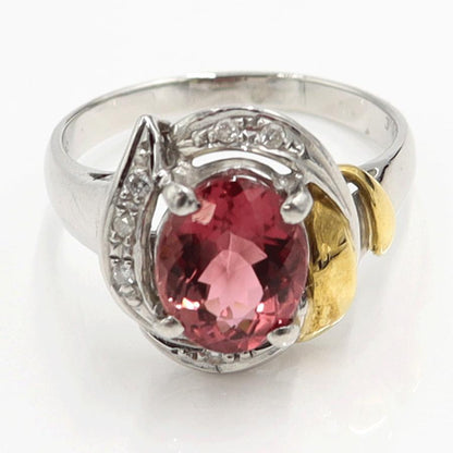 Pt900/K18トルマリンダイヤモンドリング　T2.40ct　D0.05ct　リングサイズ16号　重量6.52ｇ(石の重量含む)　レディース（中古）