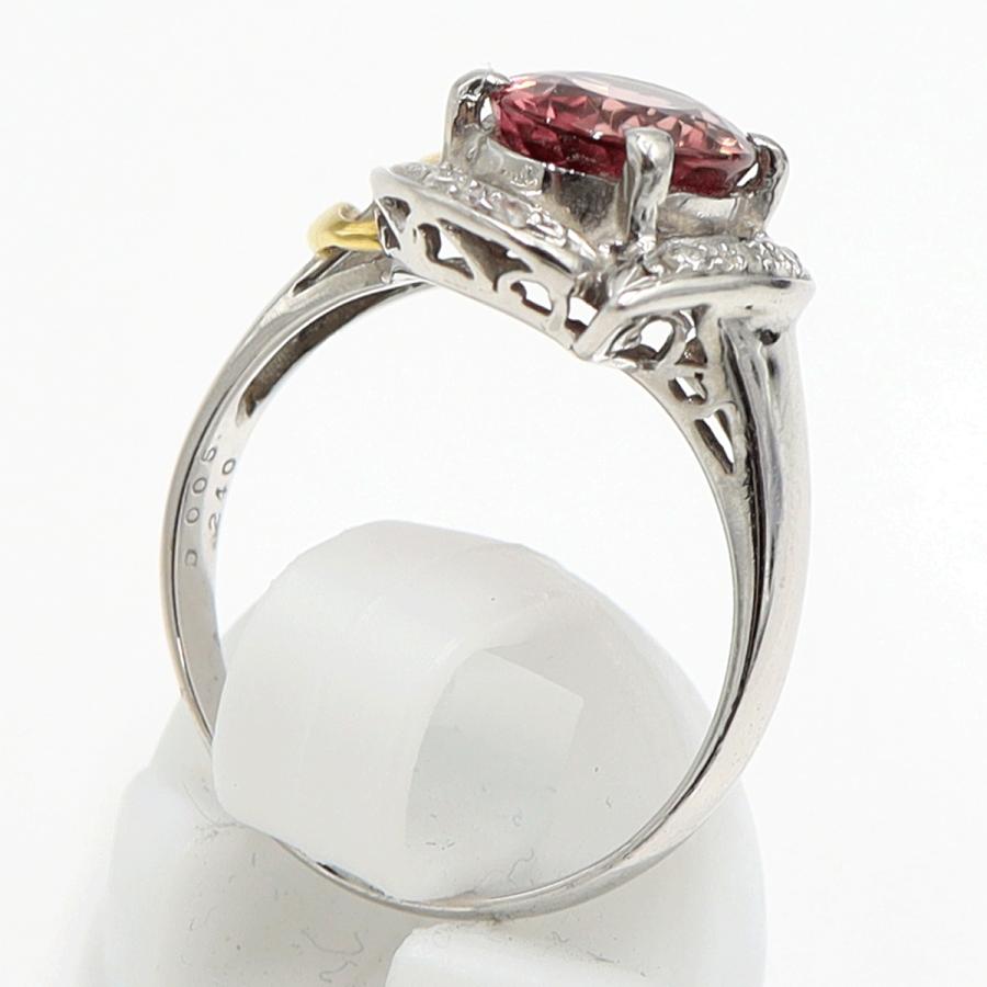 Pt900/K18トルマリンダイヤモンドリング　T2.40ct　D0.05ct　リングサイズ16号　重量6.52ｇ(石の重量含む)　レディース（中古）