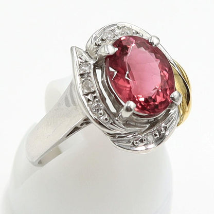 Pt900/K18トルマリンダイヤモンドリング　T2.40ct　D0.05ct　リングサイズ16号　重量6.52ｇ(石の重量含む)　レディース（中古）