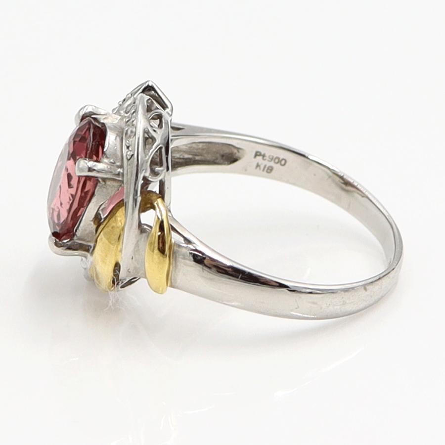 Pt900/K18トルマリンダイヤモンドリング　T2.40ct　D0.05ct　リングサイズ16号　重量6.52ｇ(石の重量含む)　レディース（中古）