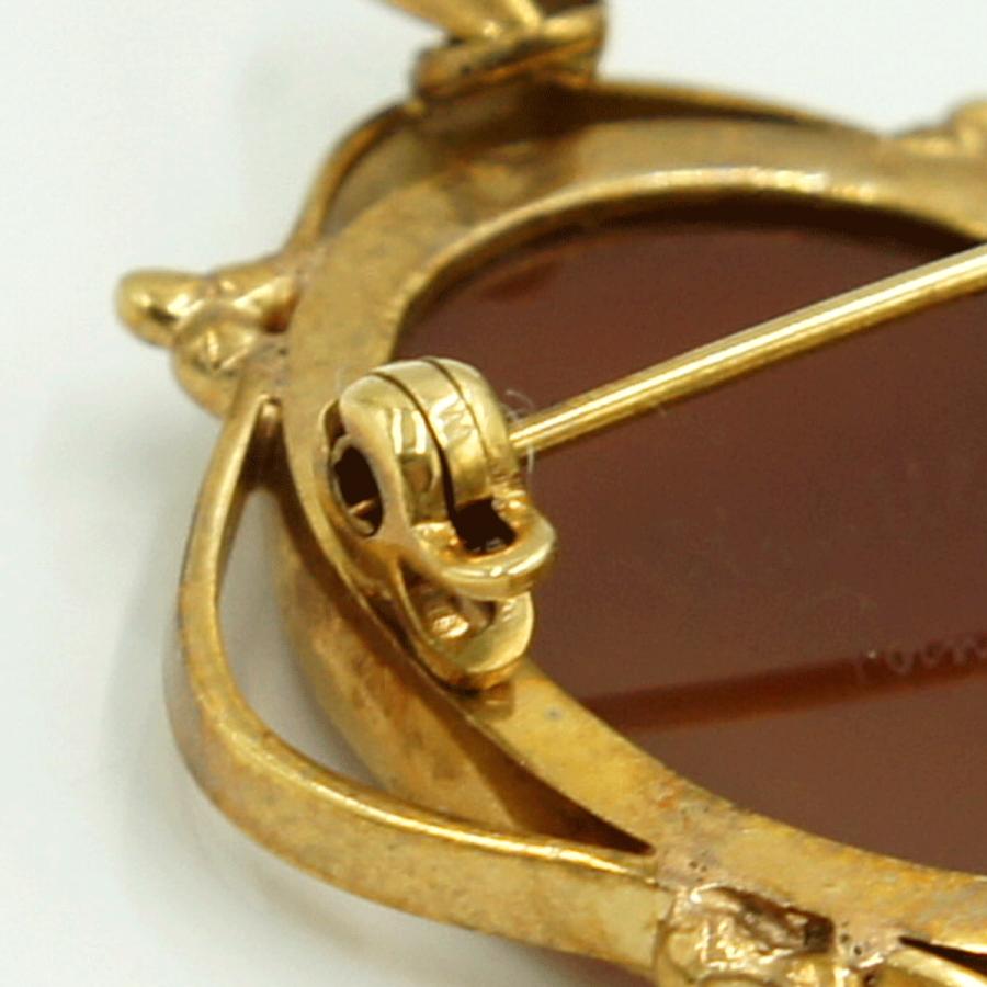 K18枠メノウカメオペンダントブローチ　重量8.60ｇ　レディース（中古）