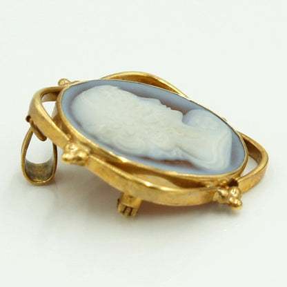 K18枠メノウカメオペンダントブローチ　重量8.60ｇ　レディース（中古）