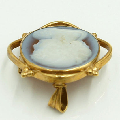 K18枠メノウカメオペンダントブローチ　重量8.60ｇ　レディース（中古）