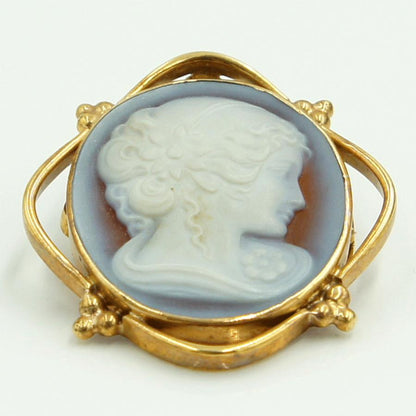 K18枠メノウカメオペンダントブローチ　重量8.60ｇ　レディース（中古）