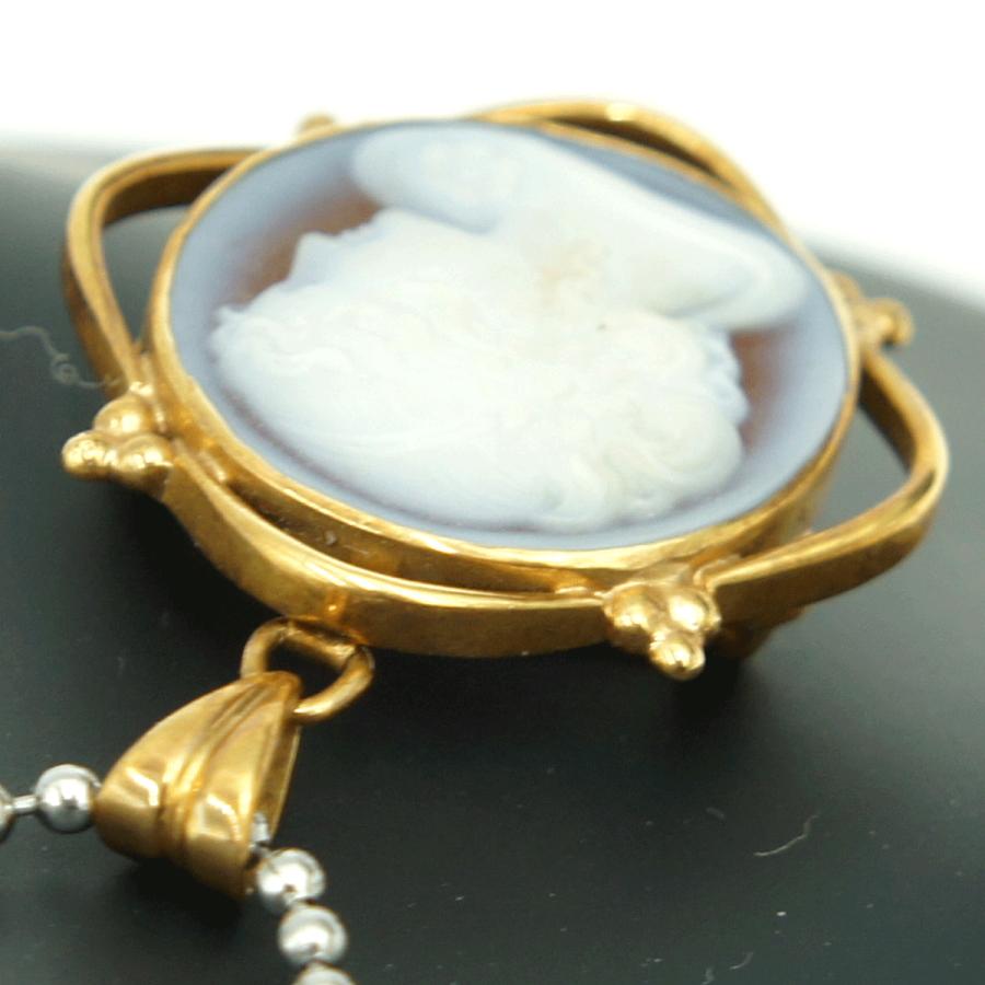 K18枠メノウカメオペンダントブローチ　重量8.60ｇ　レディース（中古）