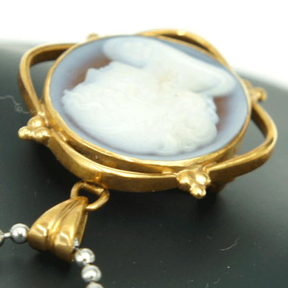 K18枠メノウカメオペンダントブローチ　重量8.60ｇ　レディース（中古）