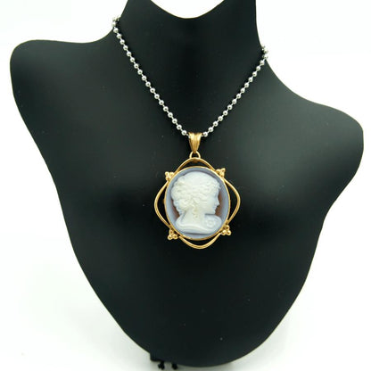 K18枠メノウカメオペンダントブローチ　重量8.60ｇ　レディース（中古）