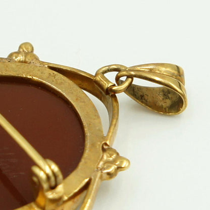 K18枠メノウカメオペンダントブローチ　重量8.60ｇ　レディース（中古）