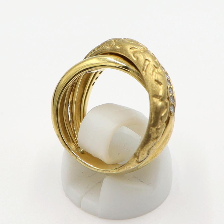 K18ダイヤデザインリング　D0.27ct　リングサイズ12号　重量10.95ｇ(石の重量含む)(中古)