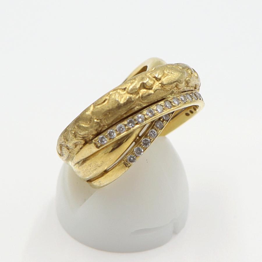 K18ダイヤデザインリング　D0.27ct　リングサイズ12号　重量10.95ｇ(石の重量含む)(中古)