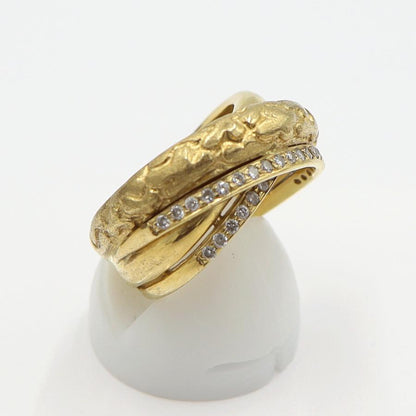 K18ダイヤデザインリング　D0.27ct　リングサイズ12号　重量10.95ｇ(石の重量含む)(中古)