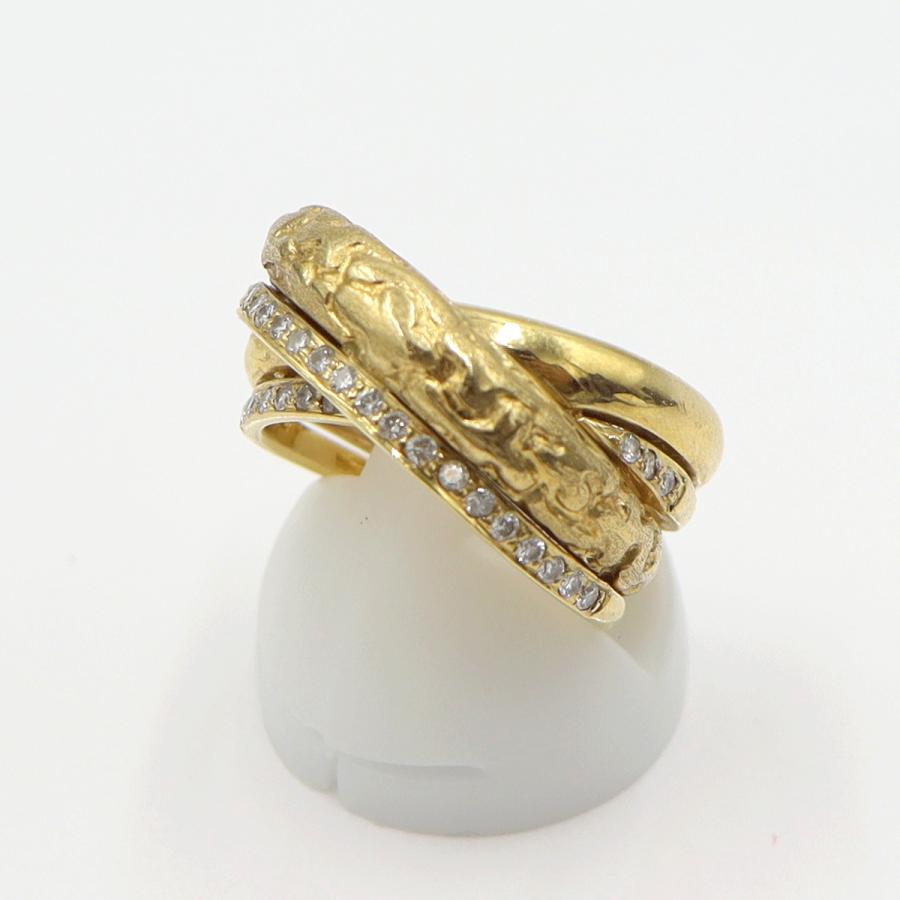 K18ダイヤデザインリング　D0.27ct　リングサイズ12号　重量10.95ｇ(石の重量含む)(中古)