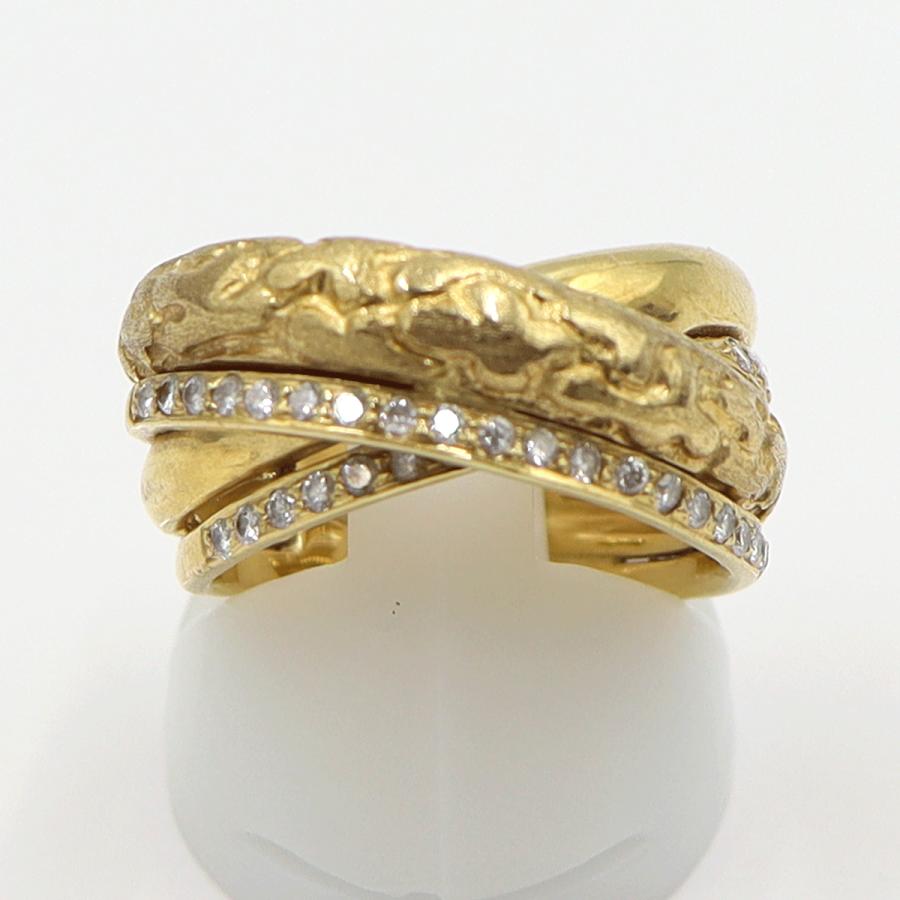 K18ダイヤデザインリング　D0.27ct　リングサイズ12号　重量10.95ｇ(石の重量含む)(中古)