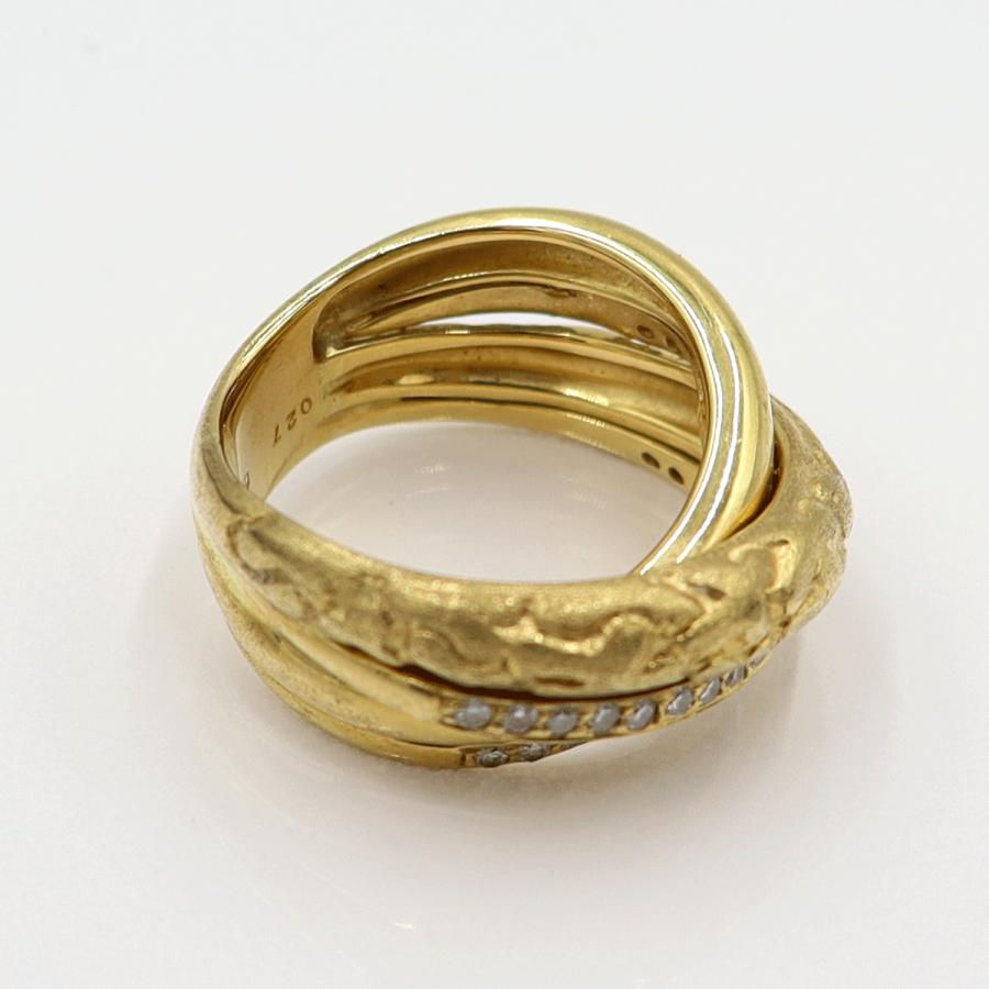 K18ダイヤデザインリング　D0.27ct　リングサイズ12号　重量10.95ｇ(石の重量含む)(中古)