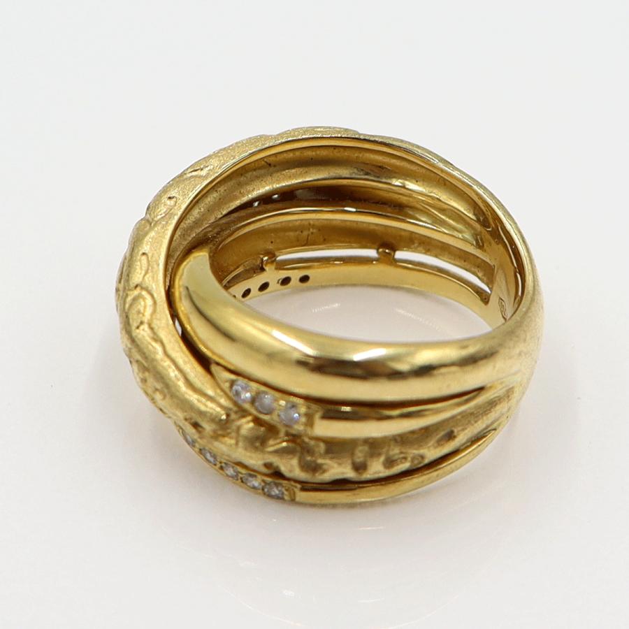 K18ダイヤデザインリング　D0.27ct　リングサイズ12号　重量10.95ｇ(石の重量含む)(中古)