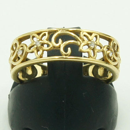 K18ダイヤモンドリング「フラワー」　D0.03ct　リングサイズ12号　重量3.15ｇ(石の重量含む)（中古）