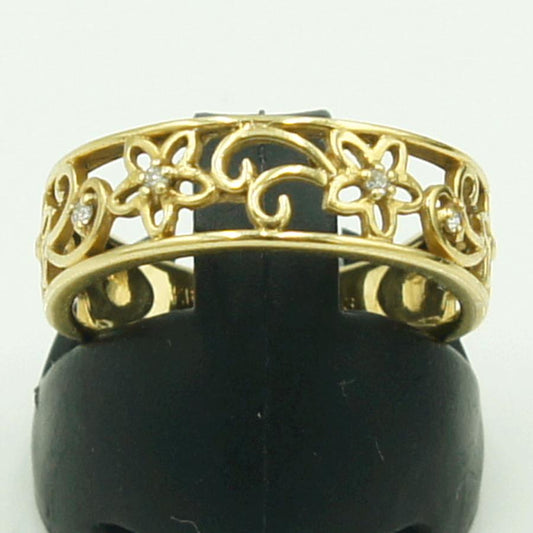 K18ダイヤモンドリング「フラワー」　D0.03ct　リングサイズ12号　重量3.15ｇ(石の重量含む)（中古）