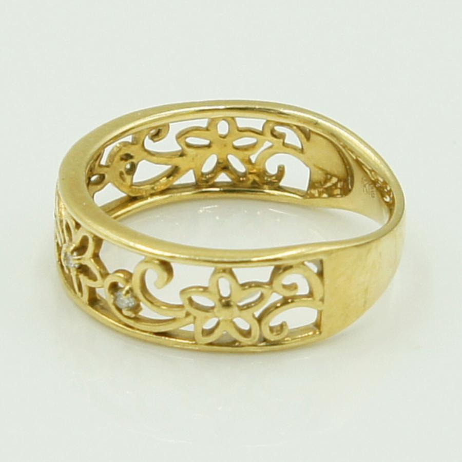 K18ダイヤモンドリング「フラワー」　D0.03ct　リングサイズ12号　重量3.15ｇ(石の重量含む)（中古）