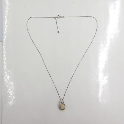 K18WGオパールペンダントネックレス　OP1.21ct　D0.15ct　ネックレス長さ44cm　重量3.76ｇ(石の重量含む)　レディース(中古)