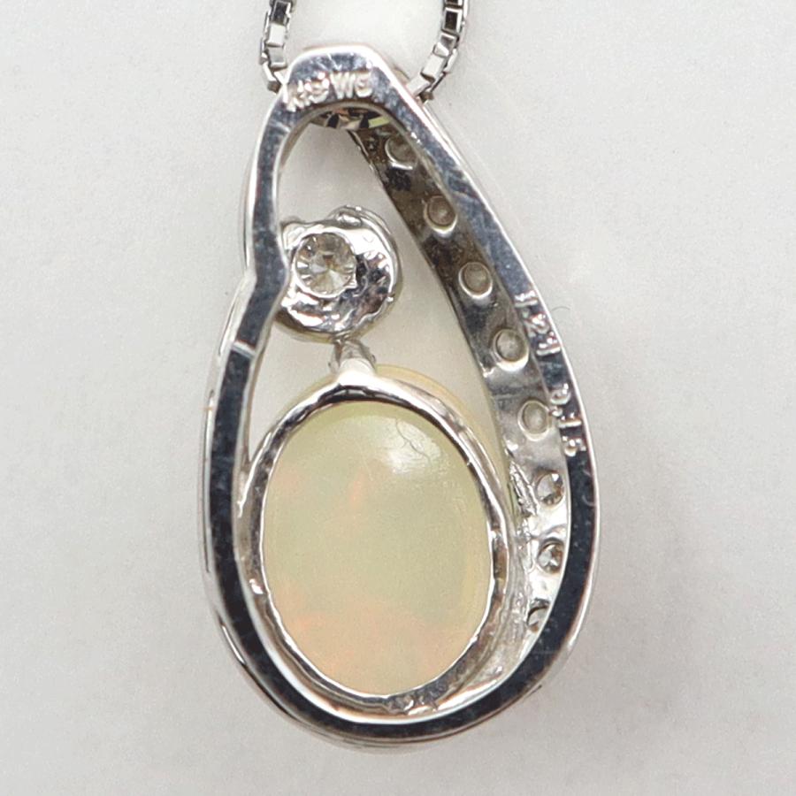 K18WGオパールペンダントネックレス　OP1.21ct　D0.15ct　ネックレス長さ44cm　重量3.76ｇ(石の重量含む)　レディース(中古)