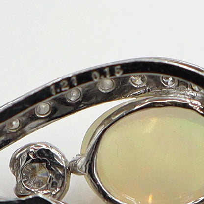 K18WGオパールペンダントネックレス　OP1.21ct　D0.15ct　ネックレス長さ44cm　重量3.76ｇ(石の重量含む)　レディース(中古)