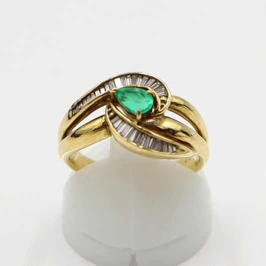 K18エメラルドダイヤリング　E0.27ct　D0.16ct　サイズ10号　重量4.77ｇ(石の重量含む)　レディース(中古)