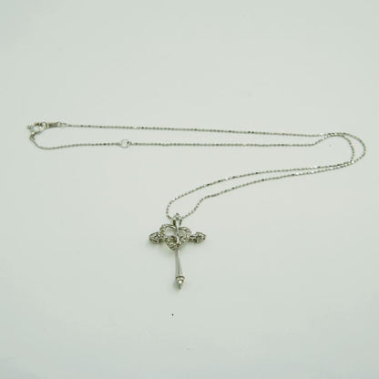 K18WGダイヤモンドネックレス　D0.30ct　チェーン長さ約40cm　重さ3.14ｇ（中古）