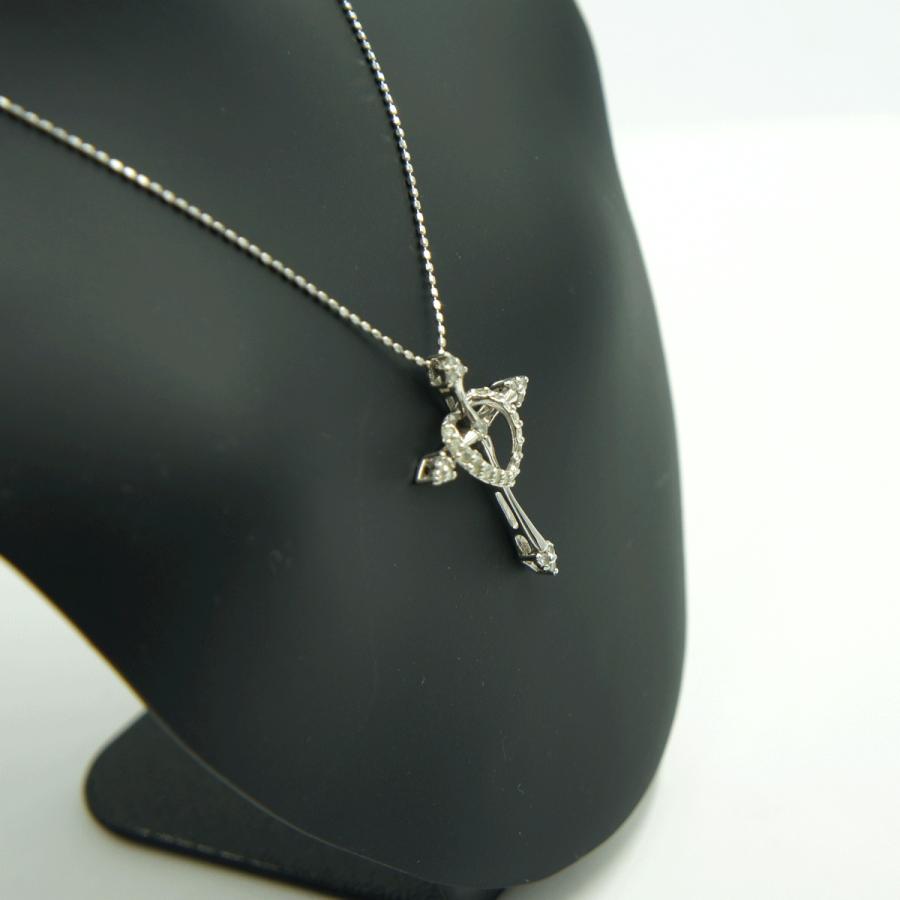 K18WGダイヤモンドネックレス　D0.30ct　チェーン長さ約40cm　重さ3.14ｇ（中古）