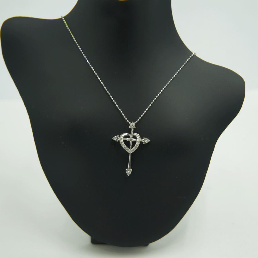 K18WGダイヤモンドネックレス　D0.30ct　チェーン長さ約40cm　重さ3.14ｇ（中古）