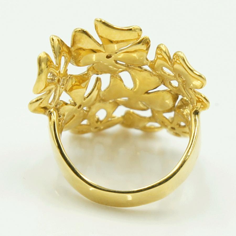 K18ダイヤモンドリング「フラワー」　D0.08ct　リングサイズ16号　重量9.33ｇ(石の重量含む)（中古）