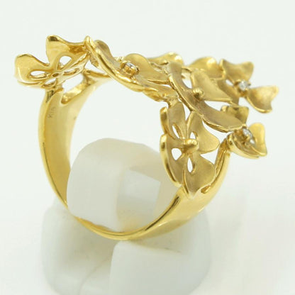 K18ダイヤモンドリング「フラワー」　D0.08ct　リングサイズ16号　重量9.33ｇ(石の重量含む)（中古）