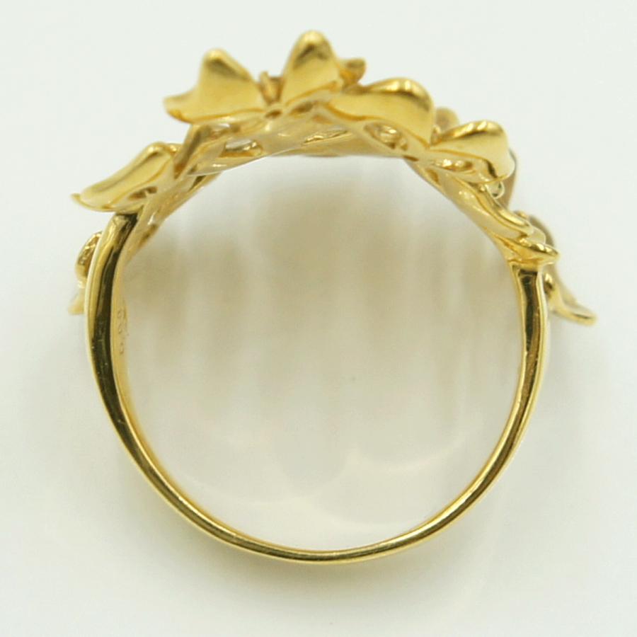 K18ダイヤモンドリング「フラワー」　D0.08ct　リングサイズ16号　重量9.33ｇ(石の重量含む)（中古）