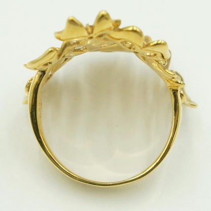 K18ダイヤモンドリング「フラワー」　D0.08ct　リングサイズ16号　重量9.33ｇ(石の重量含む)（中古）