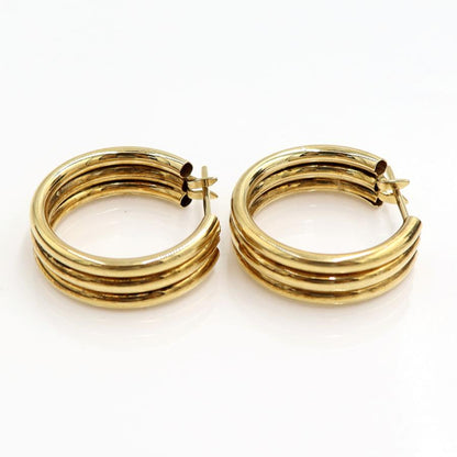 K18デザイン フープピアス　重量4.00ｇ(両耳合計)　（中古