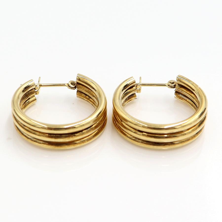 K18デザイン フープピアス　重量4.00ｇ(両耳合計)　（中古