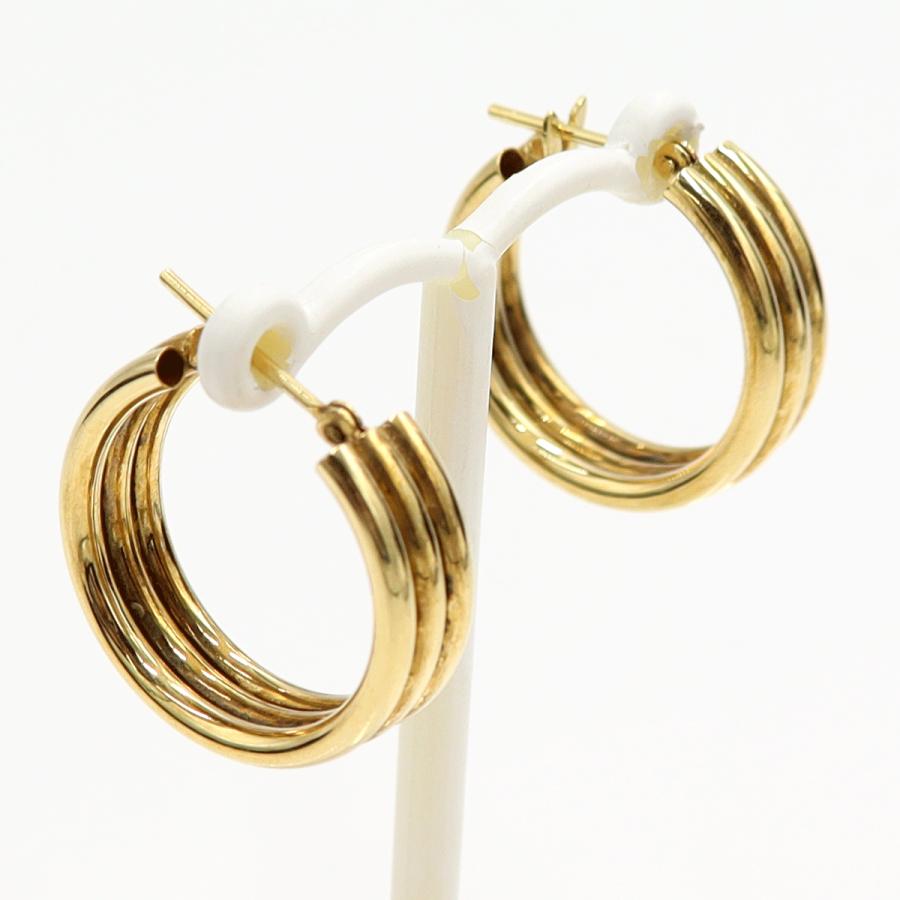 K18デザイン フープピアス　重量4.00ｇ(両耳合計)　（中古