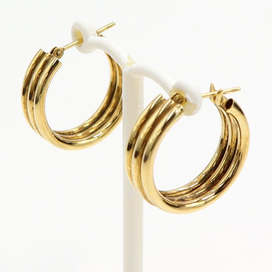 K18デザイン フープピアス　重量4.00ｇ(両耳合計)　（中古