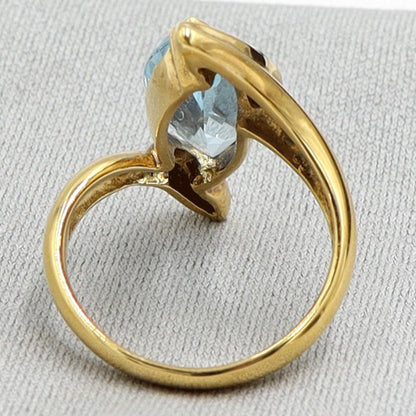 K18/Pt900ブルートパーズダイヤモンドリング　D0.03ct　リングサイズ11号　重量6.19ｇ(石の重量含む)　レディース（中古）