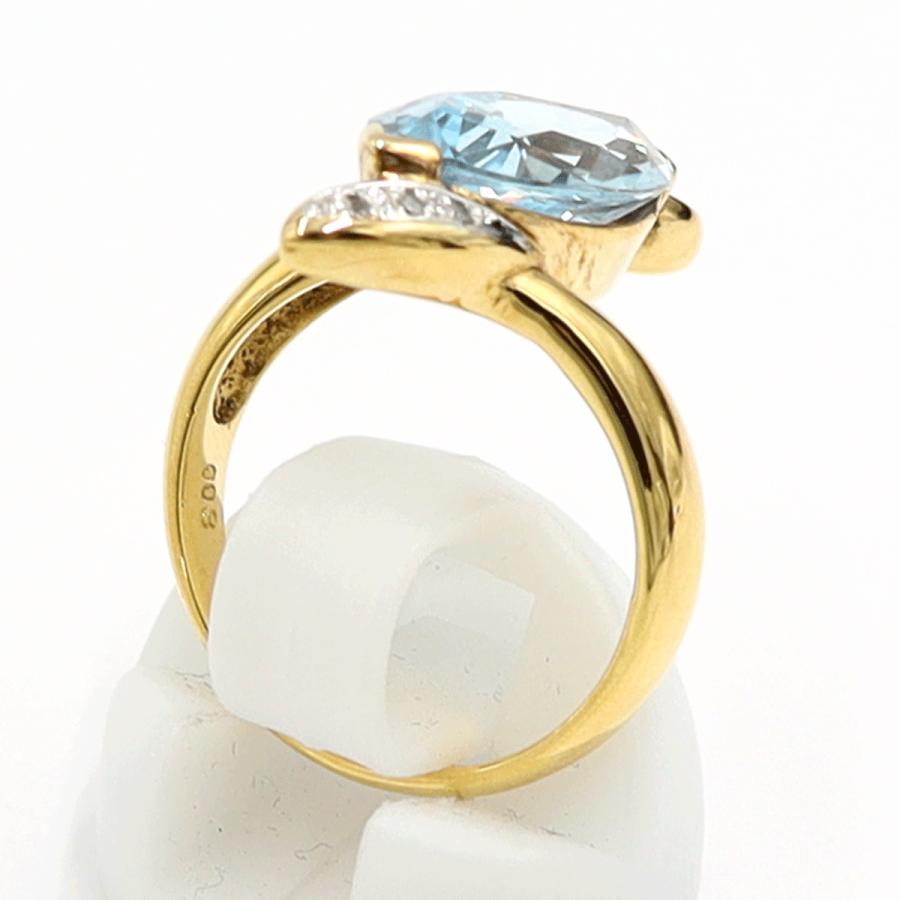 K18/Pt900ブルートパーズダイヤモンドリング　D0.03ct　リングサイズ11号　重量6.19ｇ(石の重量含む)　レディース（中古）