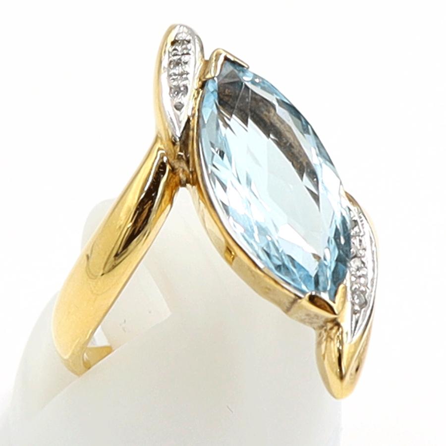 K18/Pt900ブルートパーズダイヤモンドリング　D0.03ct　リングサイズ11号　重量6.19ｇ(石の重量含む)　レディース（中古）