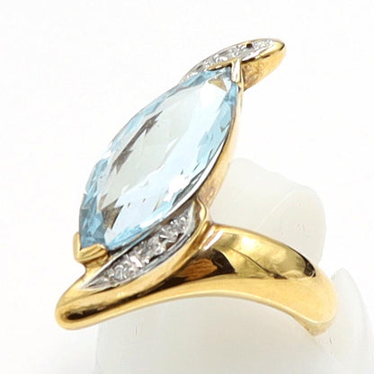 K18/Pt900ブルートパーズダイヤモンドリング　D0.03ct　リングサイズ11号　重量6.19ｇ(石の重量含む)　レディース（中古）