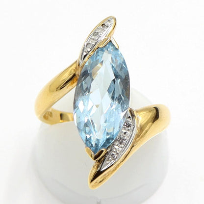 K18/Pt900ブルートパーズダイヤモンドリング　D0.03ct　リングサイズ11号　重量6.19ｇ(石の重量含む)　レディース（中古）