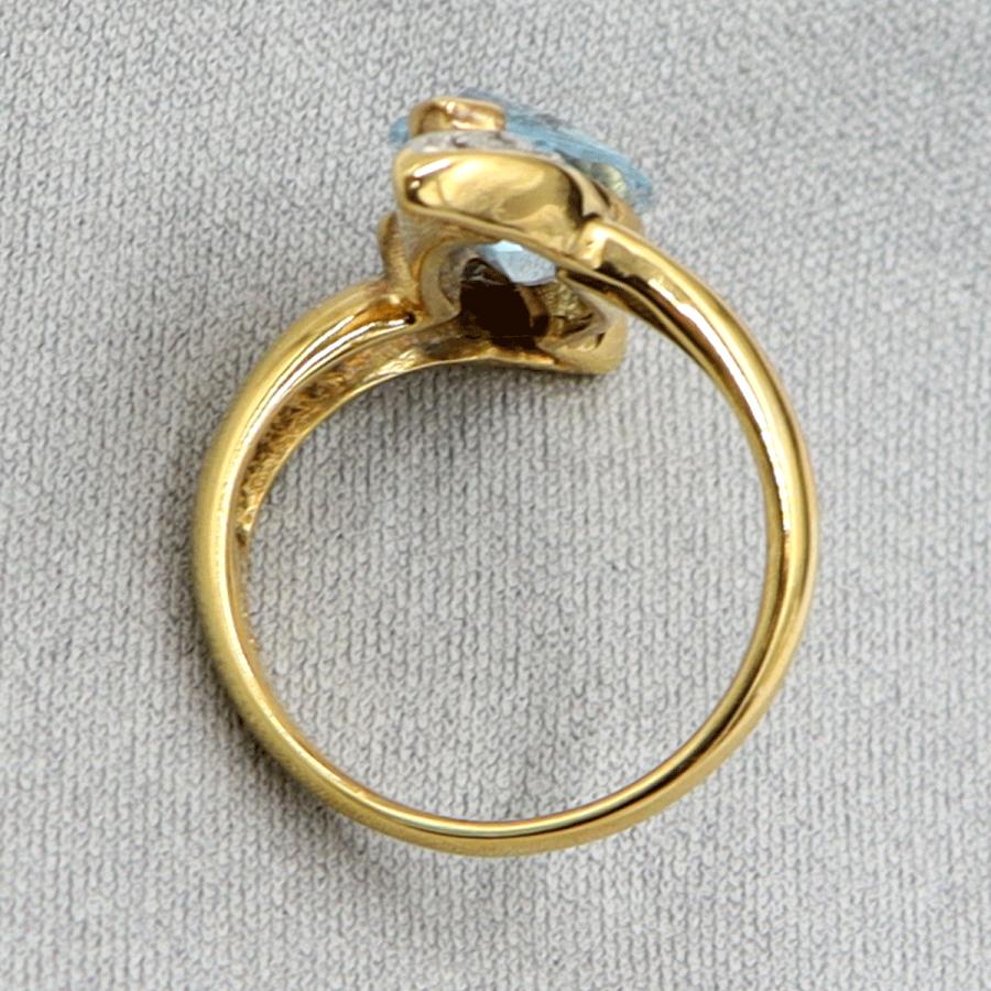 K18/Pt900ブルートパーズダイヤモンドリング　D0.03ct　リングサイズ11号　重量6.19ｇ(石の重量含む)　レディース（中古）