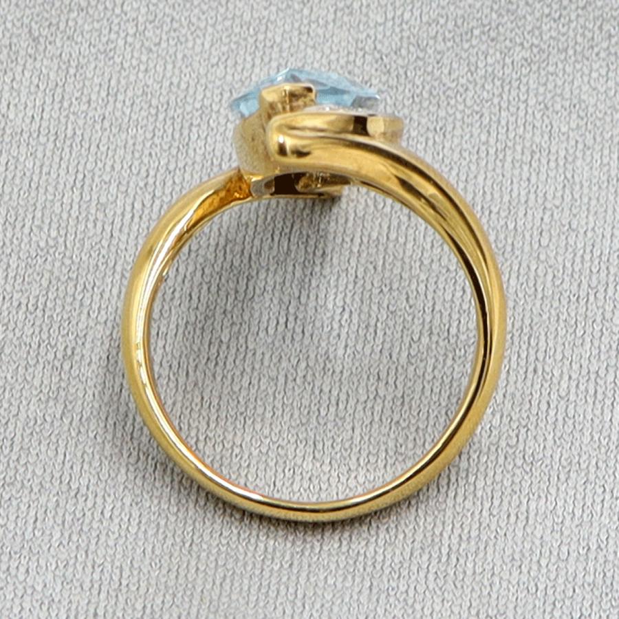 K18/Pt900ブルートパーズダイヤモンドリング　D0.03ct　リングサイズ11号　重量6.19ｇ(石の重量含む)　レディース（中古）