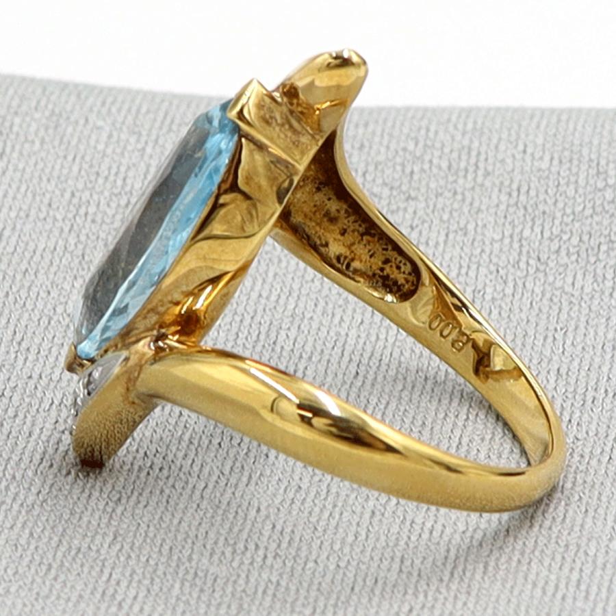 K18/Pt900ブルートパーズダイヤモンドリング　D0.03ct　リングサイズ11号　重量6.19ｇ(石の重量含む)　レディース（中古）