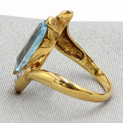 K18/Pt900ブルートパーズダイヤモンドリング　D0.03ct　リングサイズ11号　重量6.19ｇ(石の重量含む)　レディース（中古）