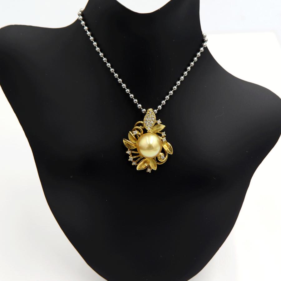 K18ゴールデンパールペンダントトップ　P10mm　D0.17ct　重量6.11ｇ（中古）