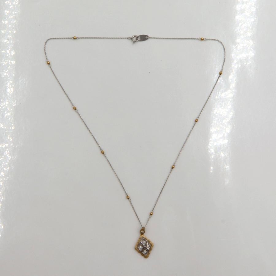 エトワジュエリー(et toi) K18WG/K18ダイヤモンドネックレス　ネックレス長さ40cm　重量3.98ｇ(石の重量含む)　レディース(中古)