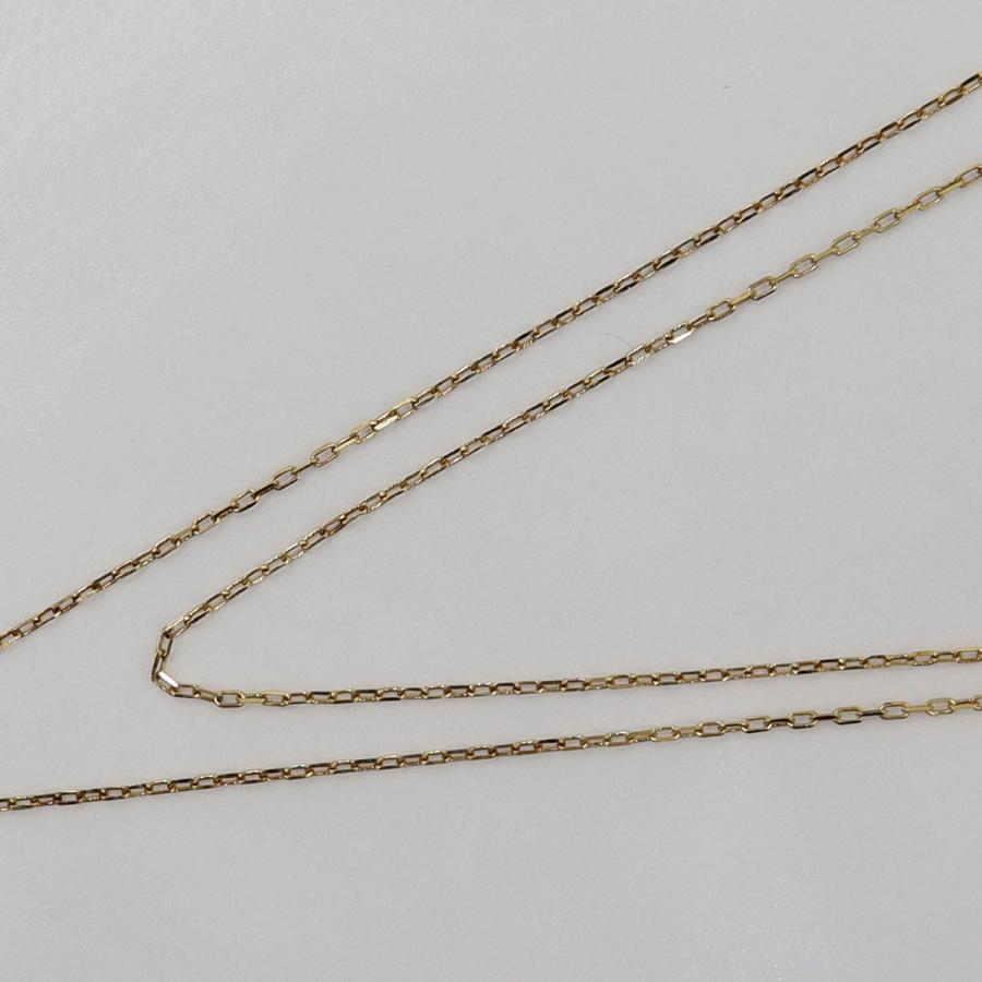 K18ダイヤペンダントネックレス　D0.20ct　D0.13ct　ネック長さ約39cm　重量2.12ｇ(石の重量含む) (中古)