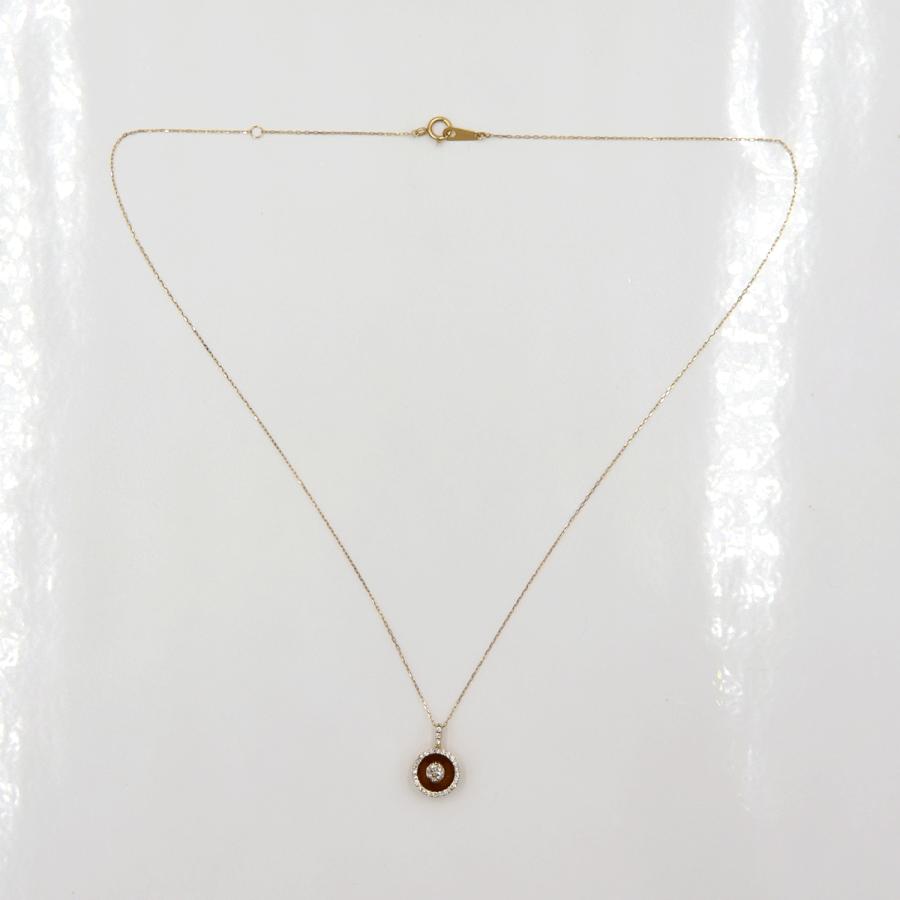 K18ダイヤペンダントネックレス　D0.20ct　D0.13ct　ネック長さ約39cm　重量2.12ｇ(石の重量含む) (中古)